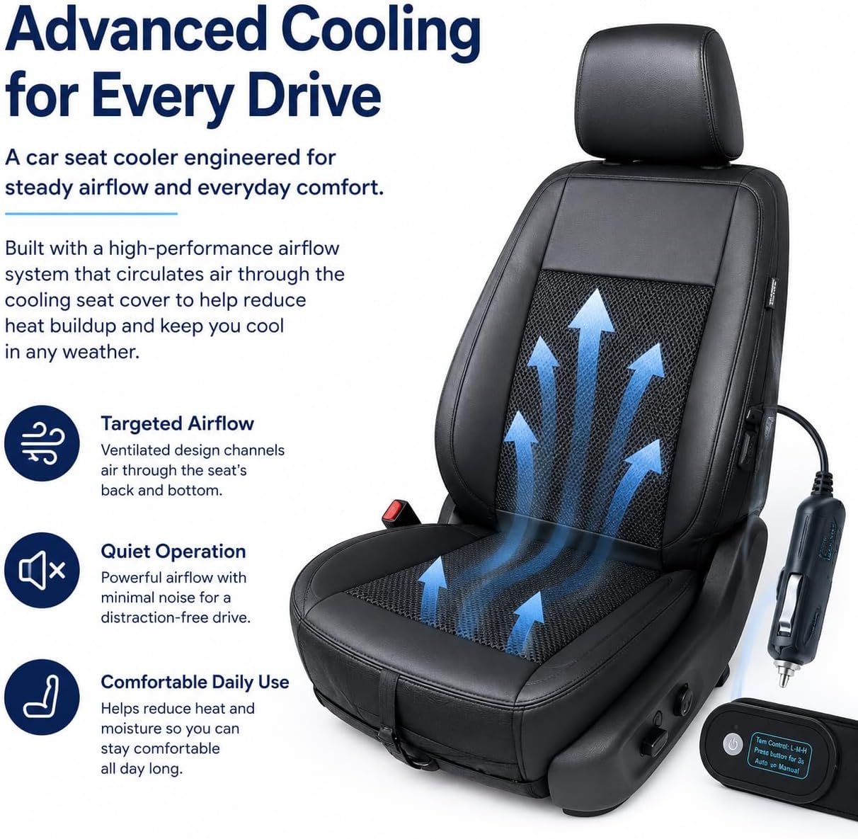 Ventilated 3-Speed Cooling Seat Cover - Image 4