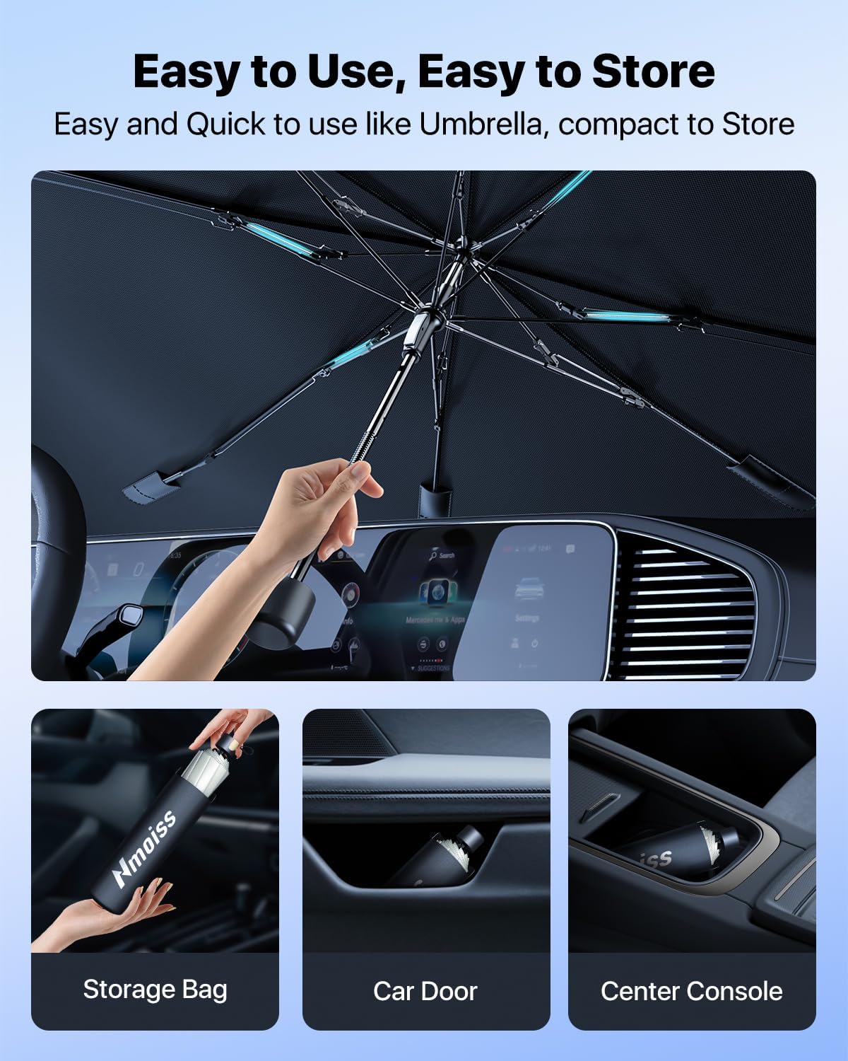 Windshield Sun Shade Umbrella, 56x31 inch - Image 7