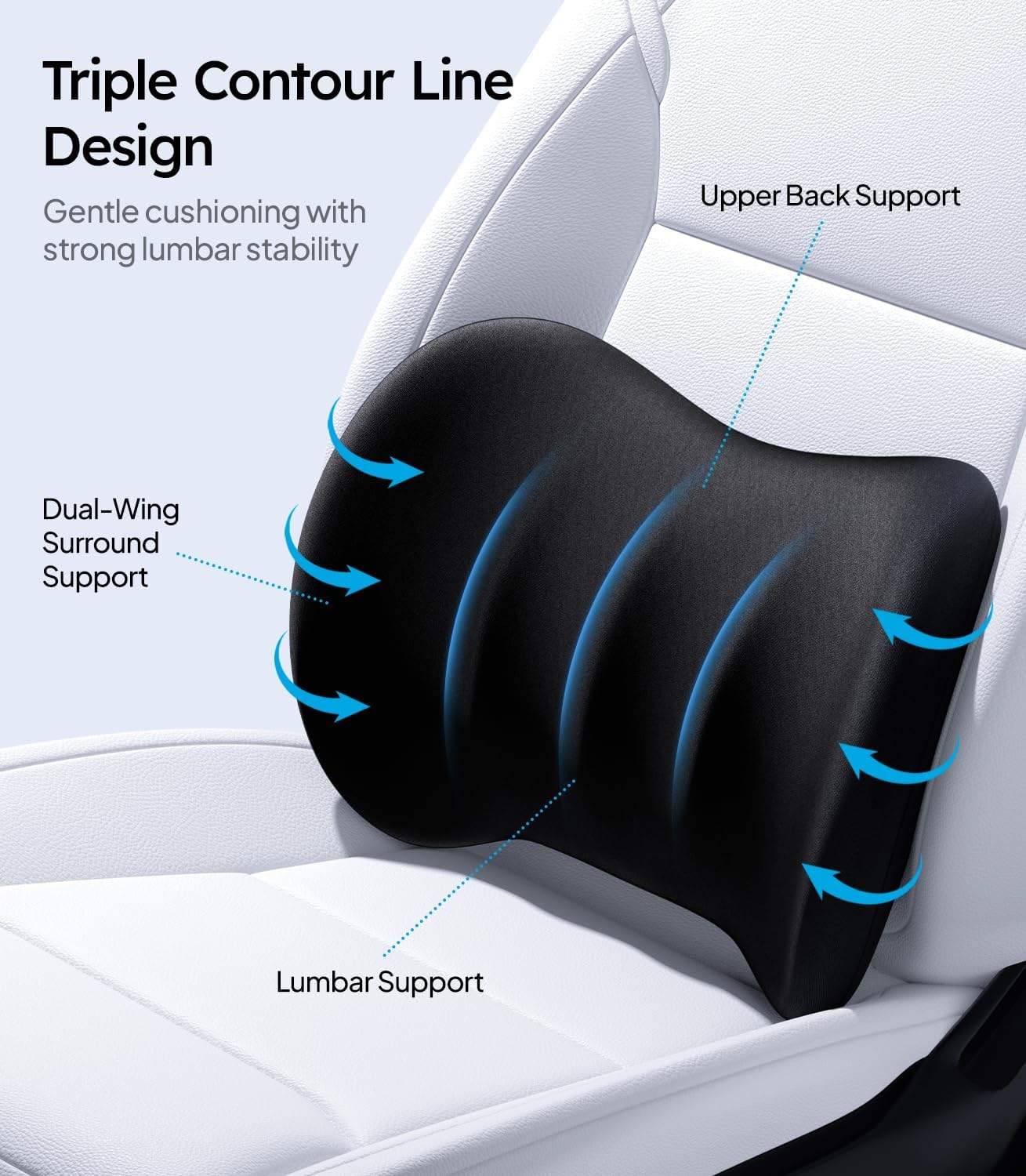 Car Neck & Lumbar Pillow Set, Soft Black - Image 4
