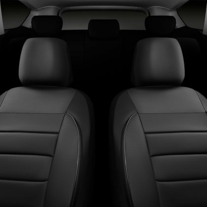 Faux Leather Front Seat Covers, 2 Pack Black
