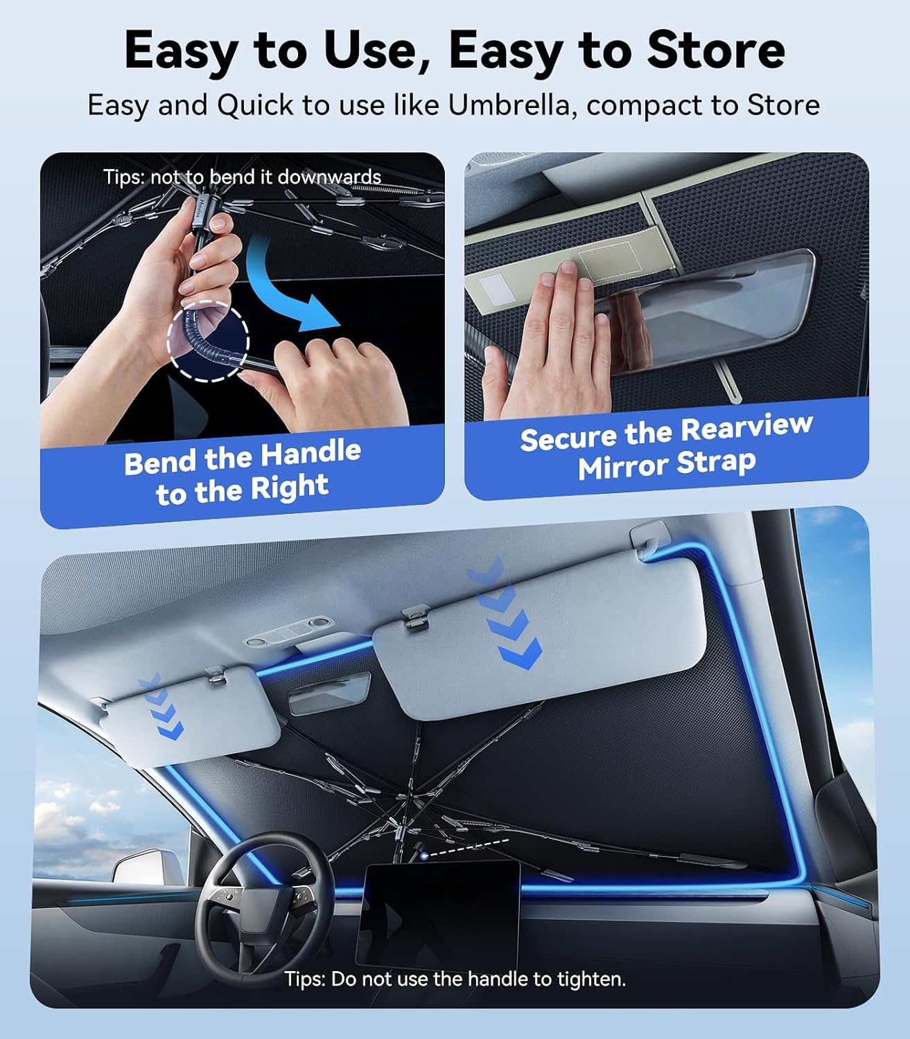 Windshield Sun Shade Umbrella, 56x31 inch - Image 5