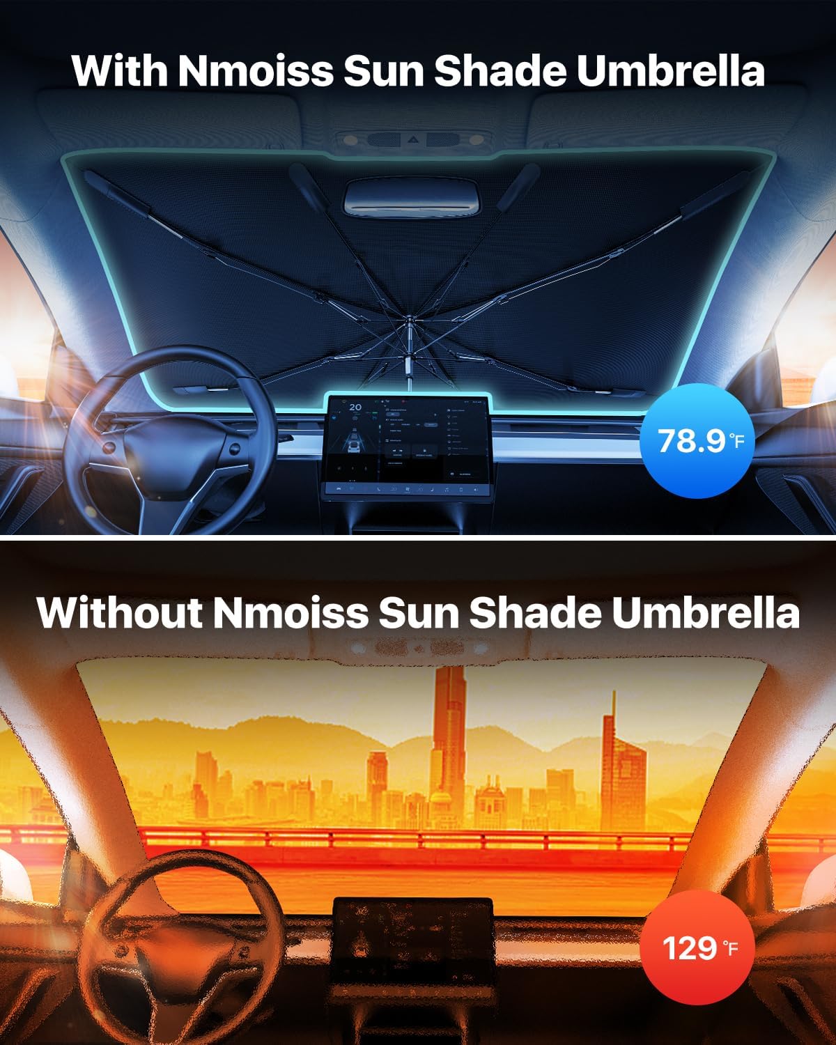 Windshield Sun Shade Umbrella, 56x31 inch - Image 2